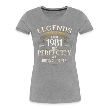 44th Birthday Legend August Born in 1981 - Women's Premium Organic T-Shirt - navy - Front - Mia (176cm)