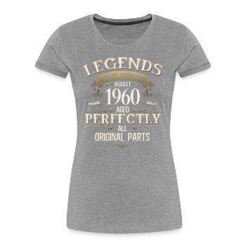 65e anniversaire Légende August Né en 1960 - T-shirt bio Premium Femme - bleu marine - Devant - Mia (176cm)