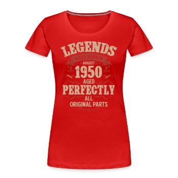 75ème Anniversaire Original Août Millésime 1950 - T-shirt bio Premium Femme - bleu marine - Devant - Mia (176cm)