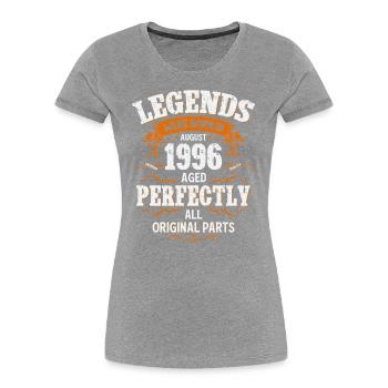 29ème Anniversaire Original Vintage Août 1996 - T-shirt bio Premium Femme - bleu marine - Devant - Mia (176cm)