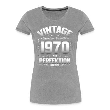 Légende du 55e anniversaire née en 1970 - T-shirt bio Premium Femme - bleu marine - Devant - Mia (176cm)
