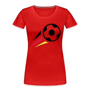 Fußball mit Streifen Deutschland - Frauen Premium Bio T-Shirt - Navy - Vorne - Mia (176cm)