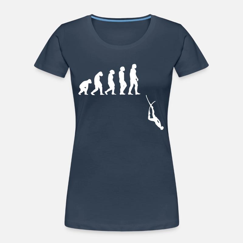 Évolution de l'apnée plongée - T-shirt bio Premium Femme - bleu marine
