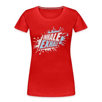 inhale exhale yoga quote - Women's Premium Organic T-Shirt - navy - Front - Mia (176cm)