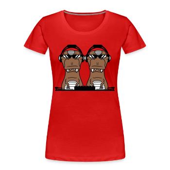 2 Cool DJ Dinosaur T-Rex Mixer Musique de fête - T-shirt bio Premium Femme - bleu marine - Devant - Mia (176cm)