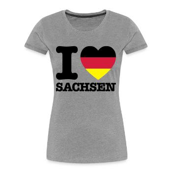I Love Sachsen Deutschland - Frauen Premium Bio T-Shirt - Navy - Vorne - Mia (176cm)