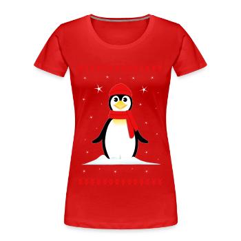 Penguin Christmas Winter - Women's Premium Organic T-Shirt - navy - Front - Mia (176cm)