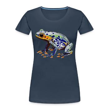 Pfeilgiftfrosch mit schöner Warnfarbe als Lurch - Frauen Premium Bio T-Shirt - Navy - Vorne - Mia (176cm)