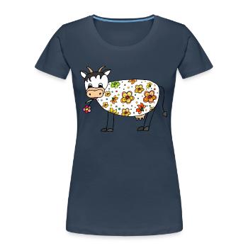 Cow - Women's Premium Organic T-Shirt - navy - Front - Mia (176cm)