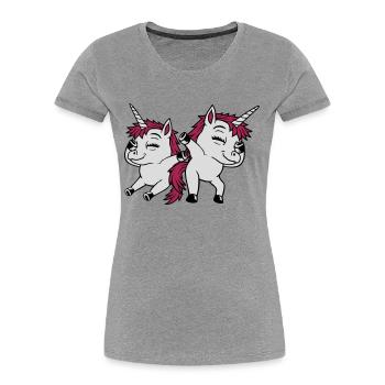 2 Dabbing dancing unicorns - Women's Premium Organic T-Shirt - navy - Front - Mia (176cm)
