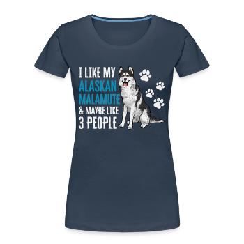 Alaskan Malamute Hund - Frauen Premium Bio T-Shirt - Navy - Vorne - Mia (176cm)