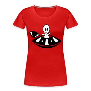 alien ufo - Frauen Premium Bio T-Shirt - Navy - Vorne - Mia (176cm)