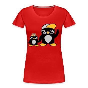2 famille de pingouins cool - T-shirt bio Premium Femme - bleu marine - Devant - Mia (176cm)