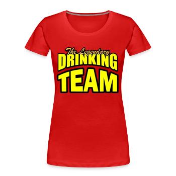 drinking team - Frauen Premium Bio T-Shirt - Navy - Vorne - Mia (176cm)