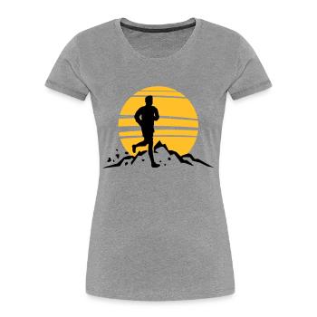 Sport - Jogger Berge Sonne - Frauen Premium Bio T-Shirt - Navy - Vorne - Mia (176cm)