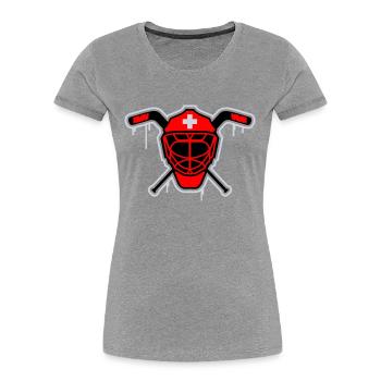 Hockey Goalie Maske Schweiz - Frauen Premium Bio T-Shirt - Navy - Vorne - Mia (176cm)