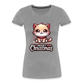 Chat mignon Joyeux Noël Noël - T-shirt bio Premium Femme - bleu marine - Devant - Mia (176cm)