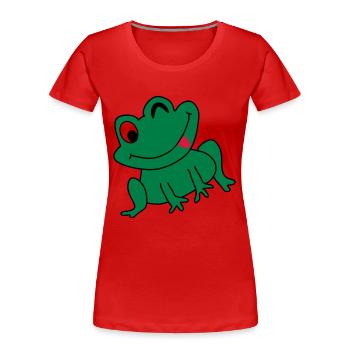 Frosch Idee Glücklich Cartoon Kinder Geschenk - Frauen Premium Bio T-Shirt - Navy - Vorne - Mia (176cm)