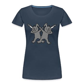 2 Hasen Dabbing Dab Dance Pose Tanzen Party Feiern - Frauen Premium Bio T-Shirt - Navy - Vorne - Mia (176cm)