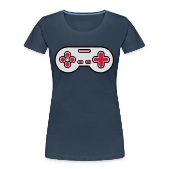 Ancien contrôleur Retro Gamer - T-shirt bio Premium Femme - bleu marine - Devant - Mia (176cm)
