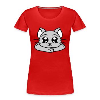 chat mignon a l’air heureux souriant chaton amusant - T-shirt bio Premium Femme - bleu marine - Devant - Mia (176cm)
