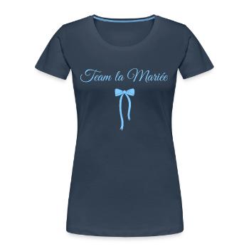 Team The Bride Blue Bow - Women's Premium Organic T-Shirt - navy - Front - Mia (176cm)