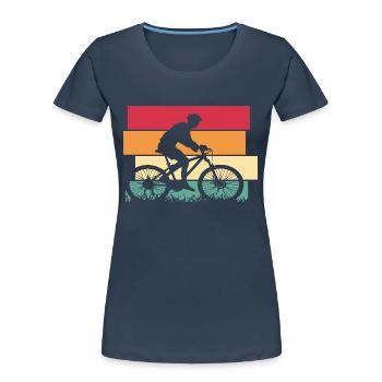 Vélo VTT Rétro - T-shirt bio Premium Femme - bleu marine - Devant - Mia (176cm)