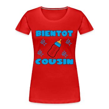 BIENTOT COUSIN - T-shirt bio Premium Femme - bleu marine - Devant - Mia (176cm)