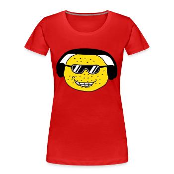 Funny DJ Party Lemon Fruit Music Fun Face - Women's Premium Organic T-Shirt - navy - Front - Mia (176cm)