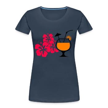 Boisson cocktail à l’hibiscus d’Hawaï - T-shirt bio Premium Femme - bleu marine - Devant - Mia (176cm)