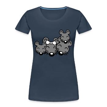 4 Mäuse Familie Zwei Kinder Mama Papa Eltern Süß - Frauen Premium Bio T-Shirt - Navy - Vorne - Mia (176cm)