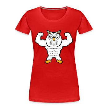 Eule Bodybuilder Muskeln Bizeps Posen Gym Rat Cool - Frauen Premium Bio T-Shirt - Navy - Vorne - Mia (176cm)