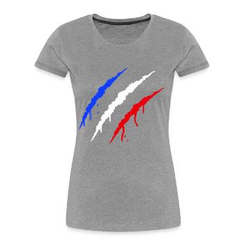 Griffes France - T-shirt bio Premium Femme - bleu marine - Devant - Mia (176cm)