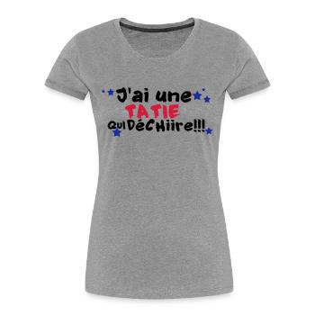 mA TATIE déchire - T-shirt bio Premium Femme - bleu marine - Devant - Mia (176cm)