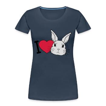 I love bunnys Logo - Frauen Premium Bio T-Shirt - Navy - Vorne - Mia (176cm)