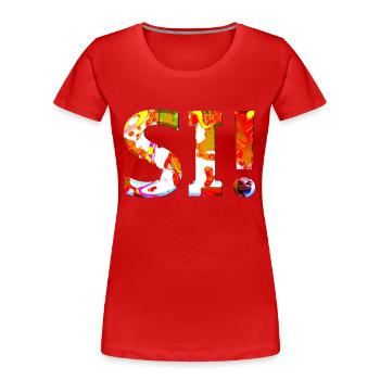 oui chante drôle pas de fille féminisme appliquer toujours - T-shirt bio Premium Femme - bleu marine - Devant - Mia (176cm)