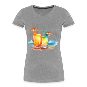 COCKTAIL SUR LA PLAGE - T-shirt bio Premium Femme - bleu marine - Devant - Mia (176cm)