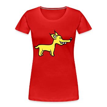 chien se tient mignon petit chiot heureux animal de compagnie - T-shirt bio Premium Femme - bleu marine - Devant - Mia (176cm)