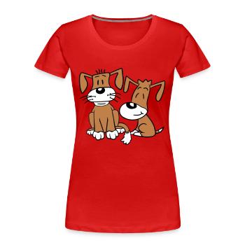 2 chiens équipe assis deux amis équipage heureux - T-shirt bio Premium Femme - bleu marine - Devant - Mia (176cm)