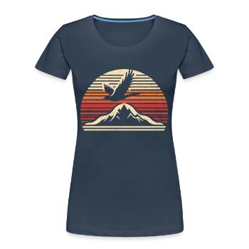 Vogel Retro Berg Vogelbeobachtung Vogelbeobachter - Frauen Premium Bio T-Shirt - Navy - Vorne - Mia (176cm)