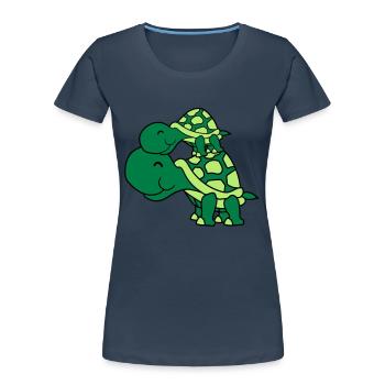 kuscheln baby kind kleines junges mama papa famili - Frauen Premium Bio T-Shirt - Navy - Vorne - Mia (176cm)