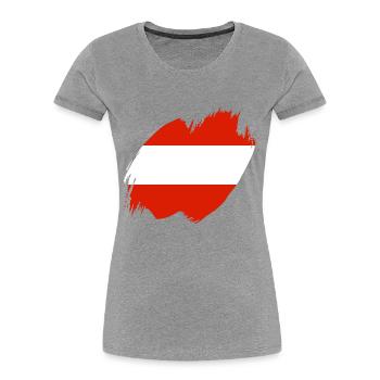 Drapeau de l’Autriche Drapeau autrichien AT - T-shirt bio Premium Femme - bleu marine - Devant - Mia (176cm)