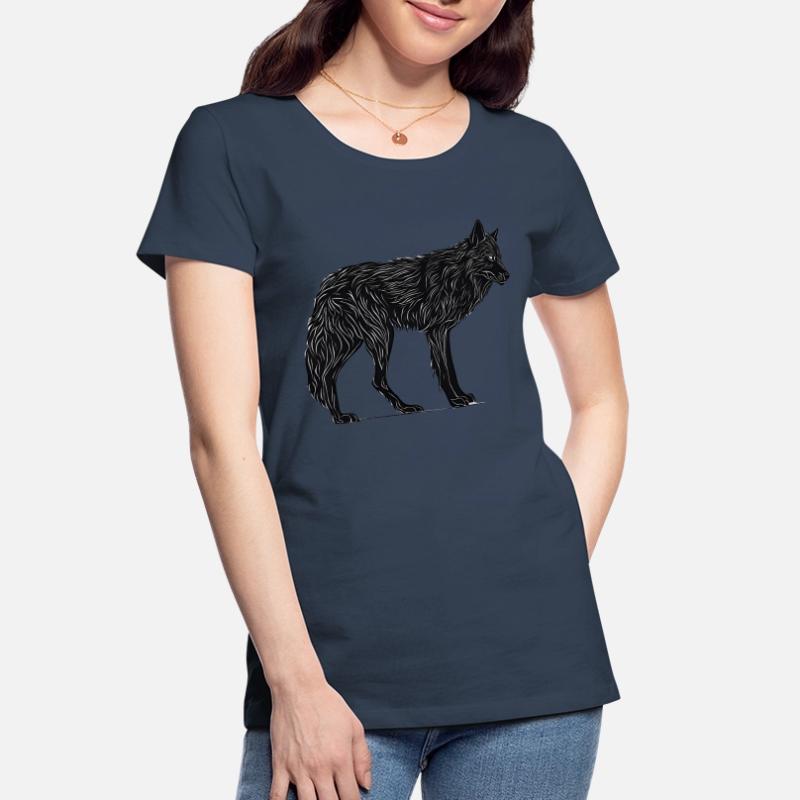 Wilder Wolf - Schwarzer Wolf T-Shirt oder Pullover Frauen Premium Bio T-Shirt
