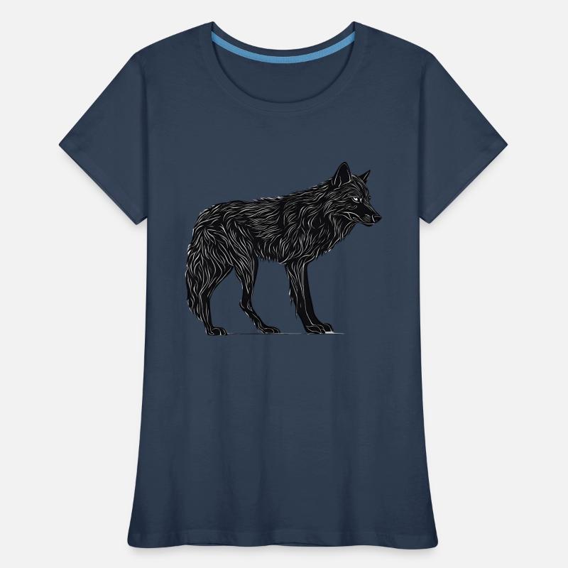 Wilder Wolf - Schwarzer Wolf T-Shirt oder Pullover Frauen Premium Bio T-Shirt