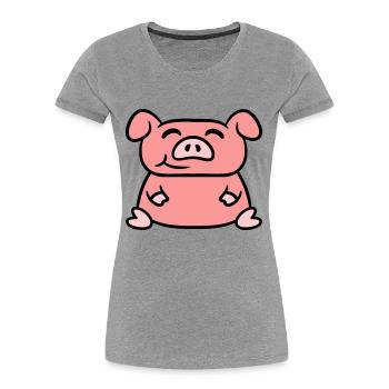Sitzendes Schwein Liebe Kleines Süßes Schweinchen - Frauen Premium Bio T-Shirt - Navy - Vorne - Mia (176cm)