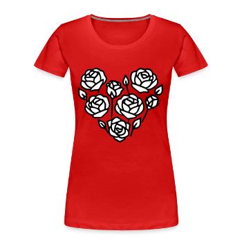 Schwarz-Weiß-Rosenherz-Illustration - Frauen Premium Bio T-Shirt - Navy - Vorne - Mia (176cm)