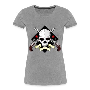 Skull mit Waffen - Frauen Premium Bio T-Shirt - Navy - Vorne - Mia (176cm)