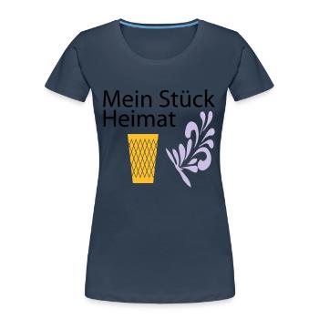 Meine Heimat Geripptes - Apfelwein - Frauen Premium Bio T-Shirt - Navy - Vorne - Mia (176cm)