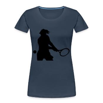 Tennis - T-shirt bio Premium Femme - bleu marine - Devant - Mia (176cm)