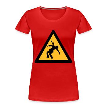 elektriker blitzschlag signalisiert gefahr - Frauen Premium Bio T-Shirt - Navy - Vorne - Mia (176cm)